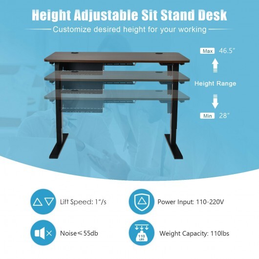 48-inch Electric Height Adjustable Standing Desk with Control Panel-Walnut - Color: Walnut - Minihomy