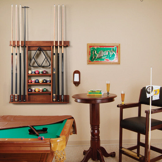 Wall-mounted Billiards Pool Cue Rack Only-Brown - Color: Brown