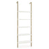 5 Tier Ladder Shelf Wall-Mounted Bookcase with Steel Frame-Golden - Color: Golden - Minihomy