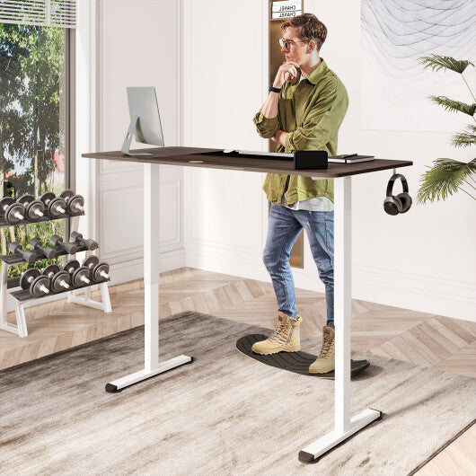 55 Inch Electric Height Adjustable Office Desk with Hook-Dark Gray - Color: Dark Gray - Minihomy