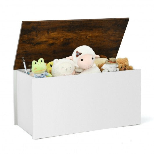 Flip-top Storage Chest with Self-hold Cover and Pneumatic Rod-White