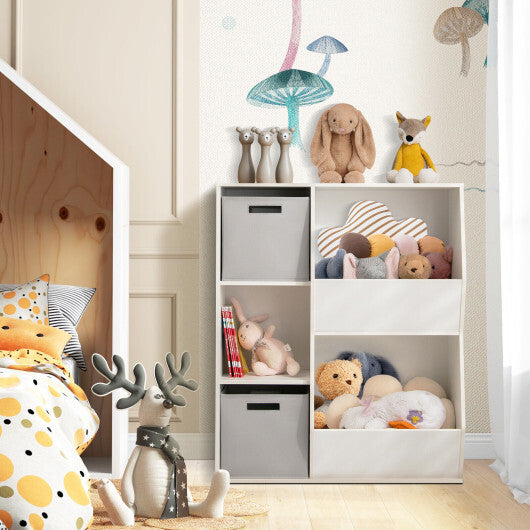 Kids Toy Storage Cabinet Shelf Organizer-White - Color: White
