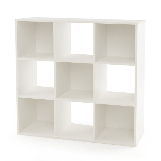 Wooden Kids Bookcase with Storage Cubbies and Anti-toppling Devices-White - Color: White