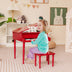 30-Key Wood Toy Kids Grand Piano with Bench and Music Rack-Red - Color: Red - Minihomy