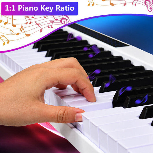 88-Key Portable Electronic Piano with Voice Function-White - Color: White - Minihomy