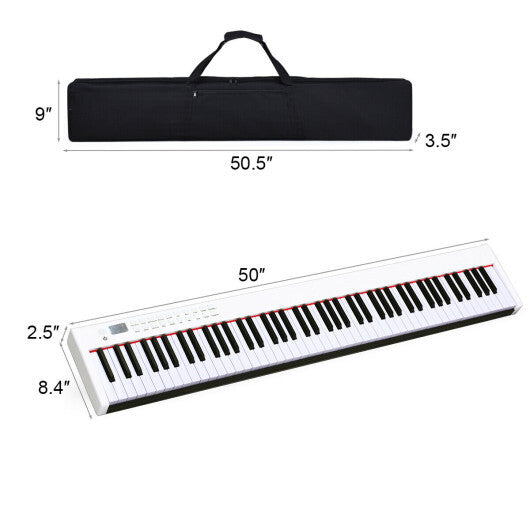 88-Key Portable Full-Size Semi-weighted Digital Piano Keyboard-White - Color: White - Minihomy