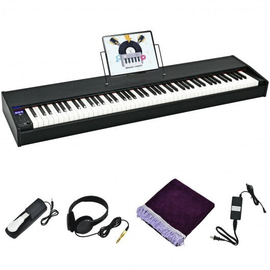 88-Key Full Size Digital Piano Weighted Keyboard with Sustain Pedal-Black - Color: Black - Minihomy