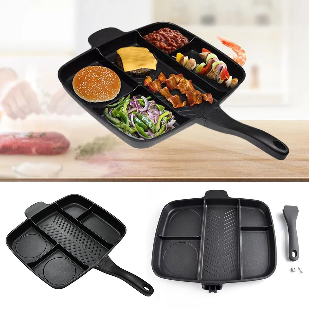 Five-in-one multi-separated flat bottom frying pan - Minihomy