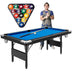 6 Feet Foldable Billiard Pool Table with Complete Set of Balls-Blue - Color: Blue - Minihomy