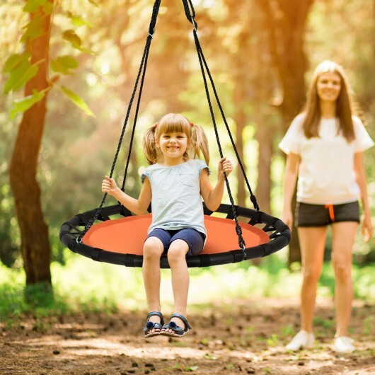 40" Kids Play Multi-Color Flying Saucer Tree Swing Set with Adjustable Heights-Orange - Color: Orange - Minihomy