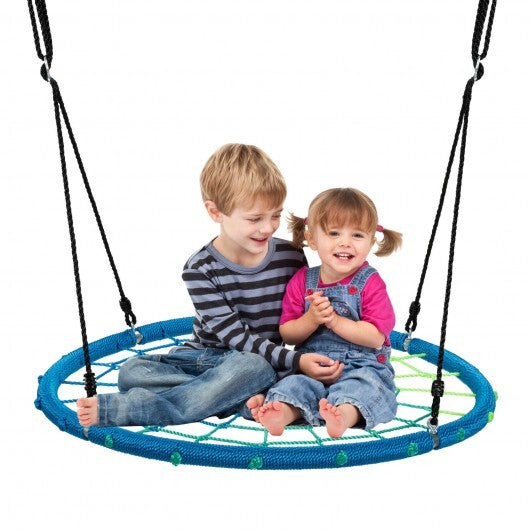 40 Inch Spider Web Tree Swing Kids Outdoor Play Set with Adjustable Ropes-Blue - Color: Blue