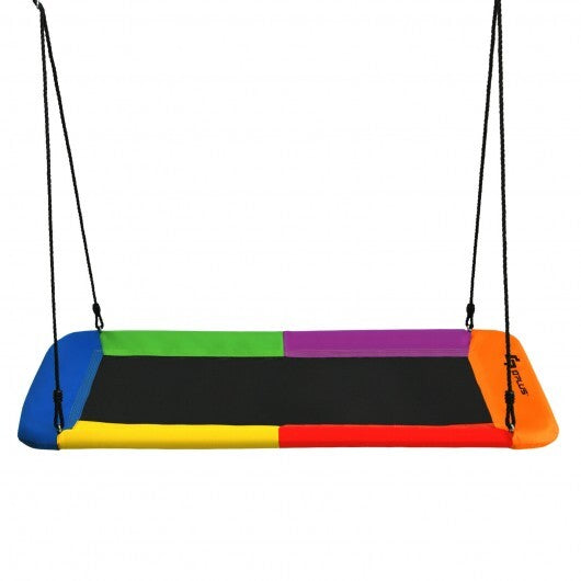 60 Inches Platform Tree Swing Outdoor with  2 Hanging Straps-Multicolor - Color: Multicolor - Minihomy