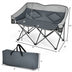 Folding Camping Chair with Bags and Padded Backrest-Gray - Color: Gray - Minihomy