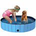 63 Inch Foldable Leakproof Dog Pet Pool Bathing Tub Kiddie Pool for Dogs Cats and Kids-Blue - Minihomy