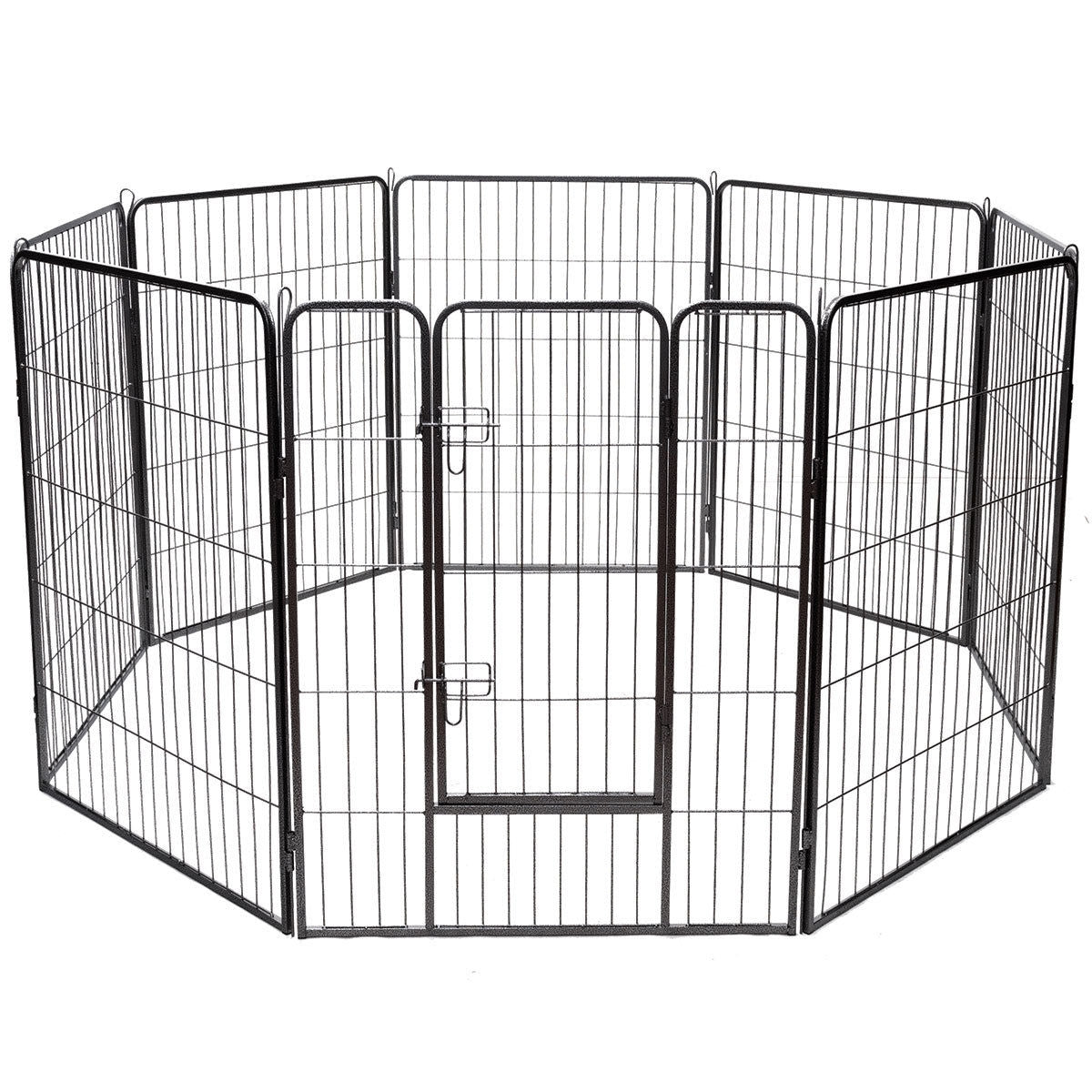 8 Metal Panel Heavy Duty Pet Playpen Dog Fence with Door-40 Inch - Color: Black - Size: 40 inches