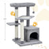 Cat Tree with Perch and Hanging Ball for Indoor Activity Play and Rest-Gray - Color: Gray - Minihomy