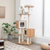 Modern Wooden Cat Tree with Perch Condos and Washable Cushions-Natural - Color: Natural - Minihomy