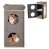 3-Story Cat House with Scratching Board for Indoor Cats - Color: Gray - Minihomy