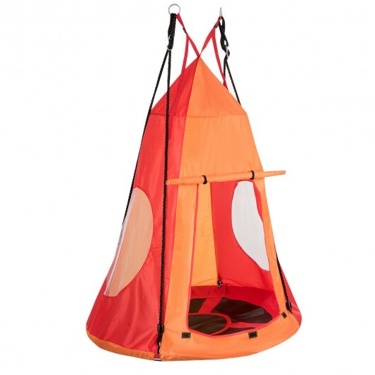 2-in-1 40 Inch Kids Hanging Chair Detachable Swing Tent Set-Orange - Color: Orange - Minihomy