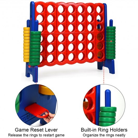 Jumbo 4-to-Score Giant Game Set with 42 Jumbo Rings and Quick-Release Slider-Blue - Color: Blue - Minihomy