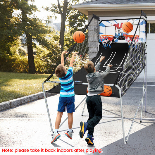 Foldable Dual Shot Basketball Arcade Game with Electronic Scoring System - Color: Black - Minihomy