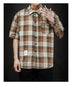 Men's Oversized Casual Short-sleeved Plaid Shirt - Minihomy