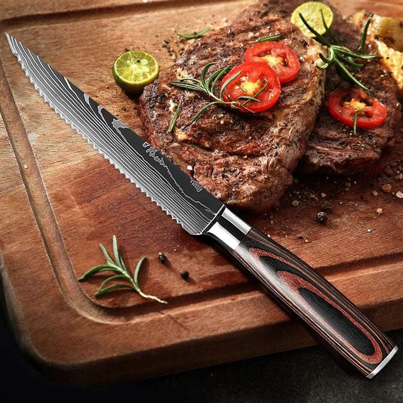 Color Wooden Handle Steak Knife Stainless Steel Western Kitchen Knives - Minihomy