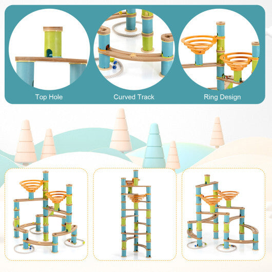 162 Pieces Bamboo Marble Run Educational Learning Toy Set - Minihomy