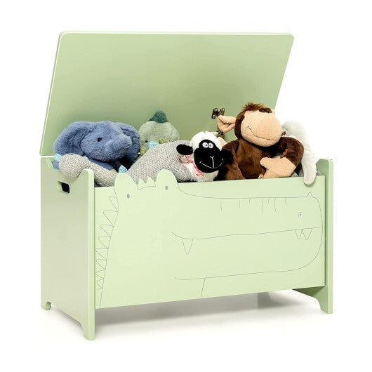 Wooden Kids Toy Box with Safety Hinge-Green - Color: Green