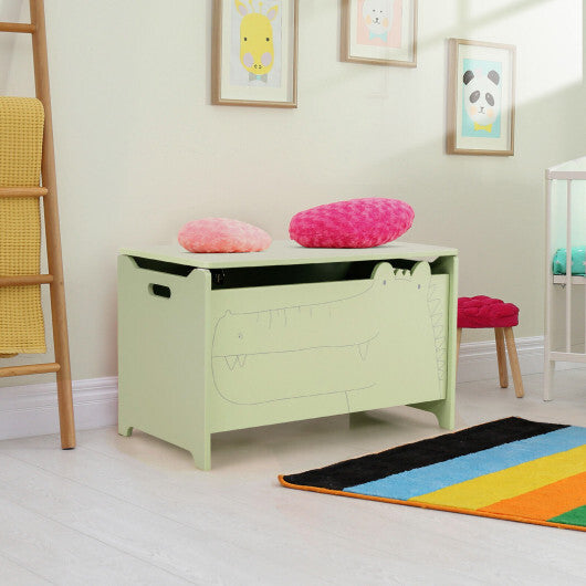 Wooden Kids Toy Box with Safety Hinge-Green - Color: Green