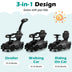 3 in 1 Licensed Lamborghini Ride Walking Toy Stroller-Black - Color: Black - Minihomy