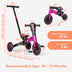 4-in-1 Kids Tricycle with Adjustable Parent Push Handle and Detachable Pedals-Pink - Color: Pink - Minihomy