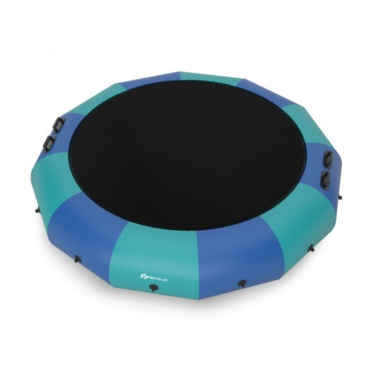 15 Feet Inflatable Splash Padded Water Bouncer Trampoline-Blue - Color: Blue - Minihomy