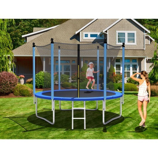 Outdoor Trampoline with Safety Closure Net-8 ft - Color: Blue - Size: 8 ft - Minihomy