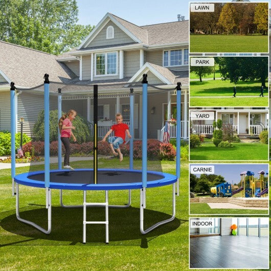 Outdoor Trampoline with Safety Closure Net-10 ft - Color: Blue - Size: 10 ft - Minihomy