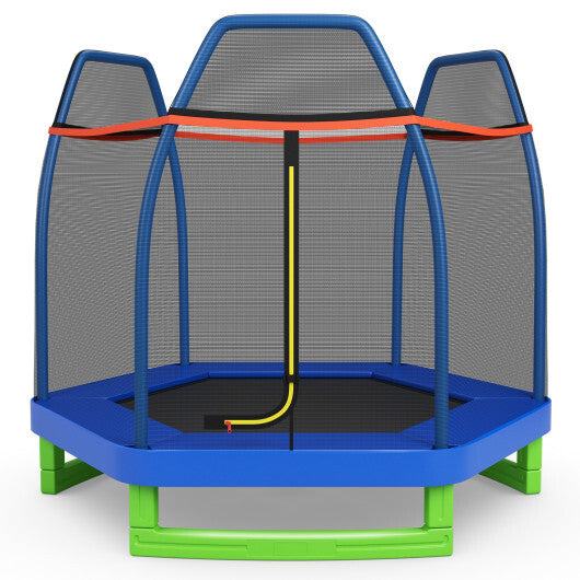 7 Feet Kids Recreational Bounce Jumper Trampoline-Blue - Color: Blue - Minihomy