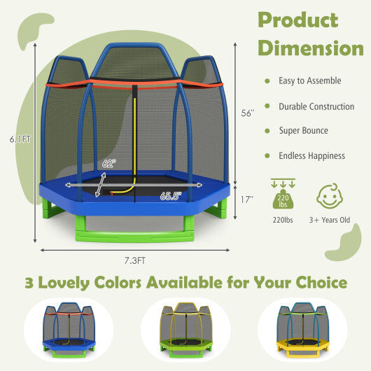 7 Feet Kids Recreational Bounce Jumper Trampoline-Blue - Color: Blue - Minihomy