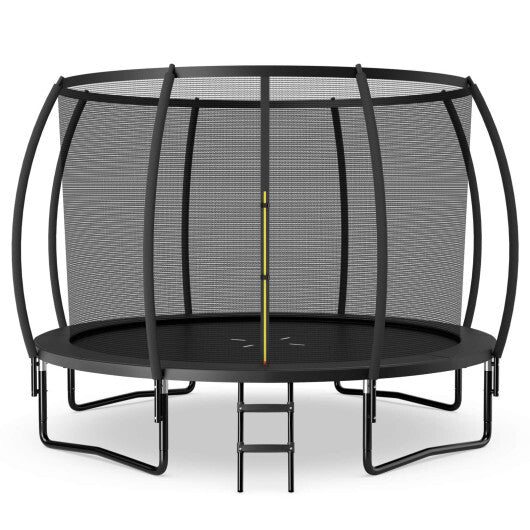 12FT ASTM Approved Recreational Trampoline with Ladder-Black - Color: Black - Minihomy