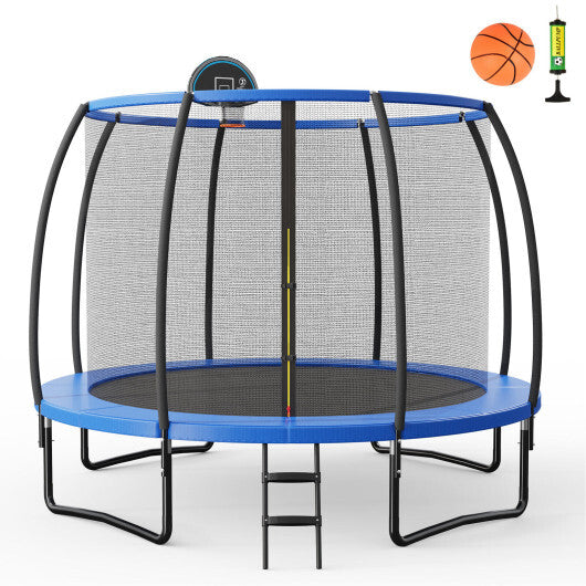 8/10 Feet Recreational Trampoline with Basketball Hoop-12 ft - Color: Black - Size: 12 ft - Minihomy