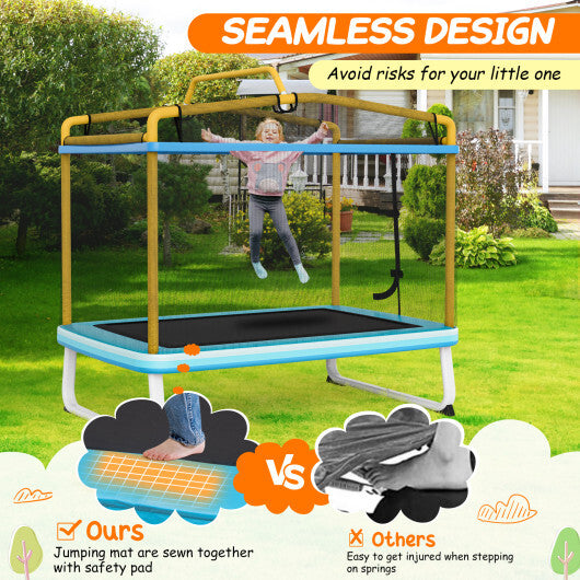 6 Feet Rectangle Trampoline with Swing Horizontal Bar and Safety Net-Yellow - Color: Yellow - Minihomy