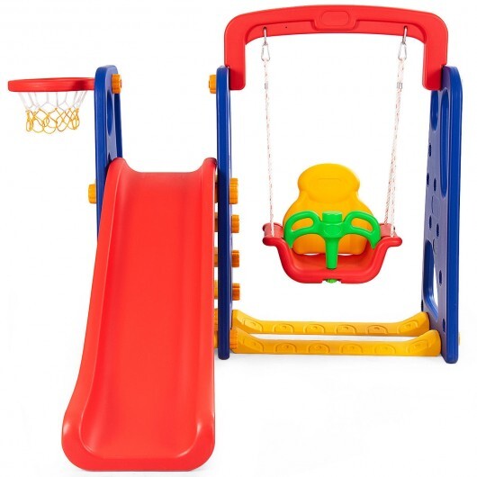 3-in-1 Junior Children Climber Slide Playset - Color: Multicolor - Minihomy