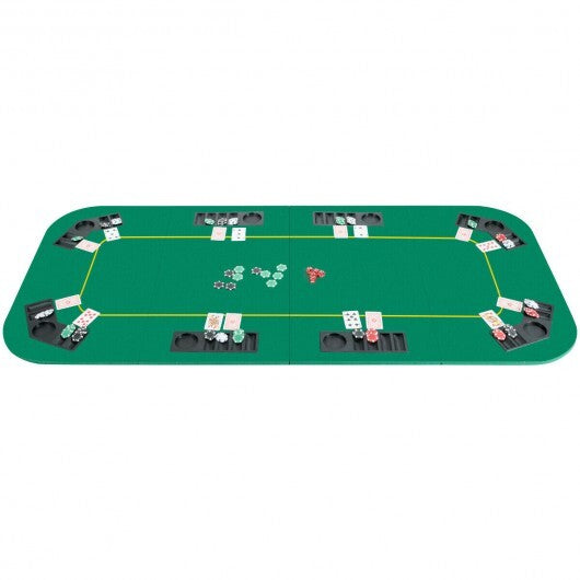 80 Inch x 36 Inch Folding 8 Player Deluxe Texas Poker Table Top with Bag - Color: Green - Minihomy