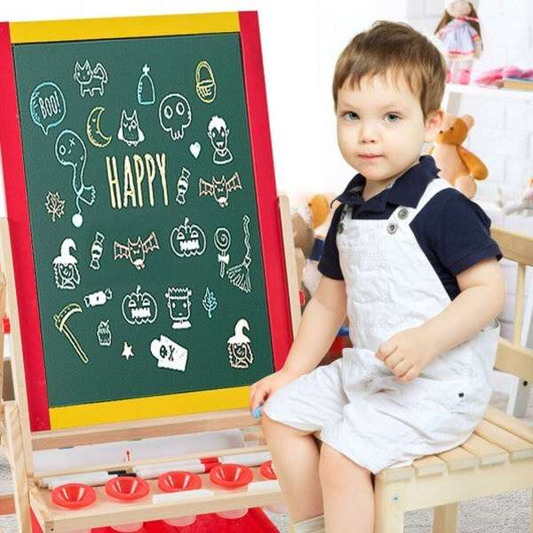 Flip-Over Double-Sided Kids Art Easel - Color: Multicolor - Minihomy