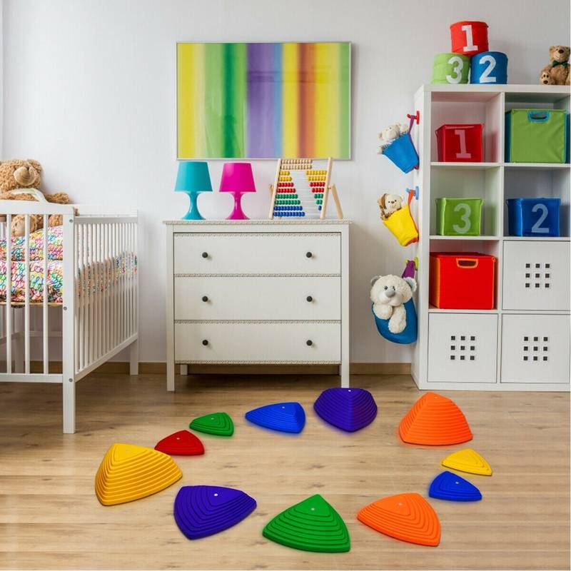 11 Pieces Non-Slip Bottom Kids Balance Stepping Stones - Color: Multicolor - Minihomy