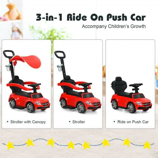 3-in-1 Mercedes Benz Ride-on Toddler Sliding Car-Red - Color: Red - Minihomy