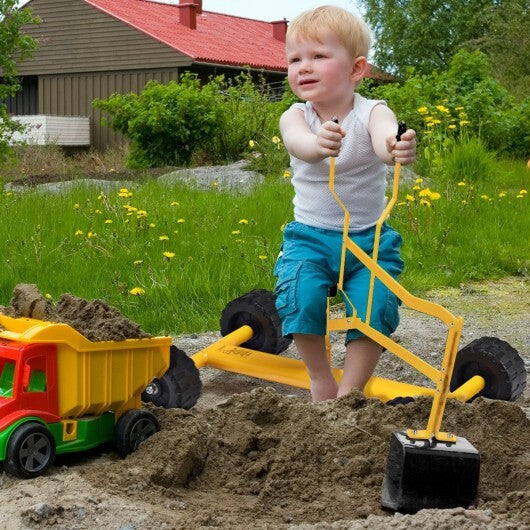 Heavy Duty Steel Frame Kid Ride-on Sand Digger - Color: Yellow - Minihomy