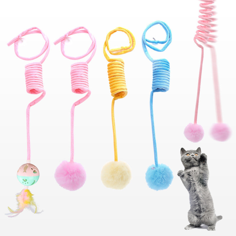 Cat Toy Self-Hi Sucker Spring Rabbit Hair Ball Interactive Play Pet Supplies Interactive Toys - Minihomy