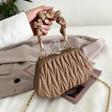 Chain Pleated Portable Messenger Bag