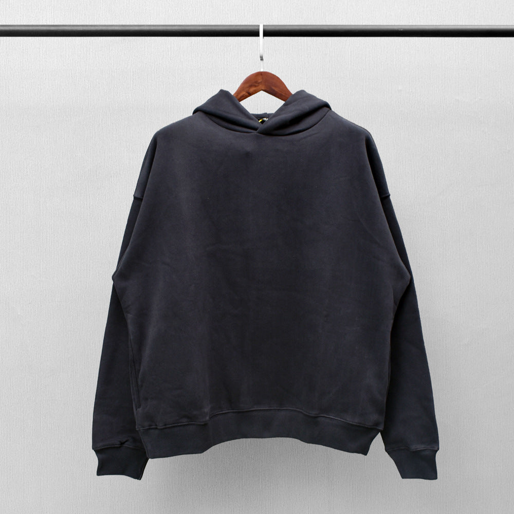 Classic Solid Color High Street Plus Fleece Hooded Sweater Men