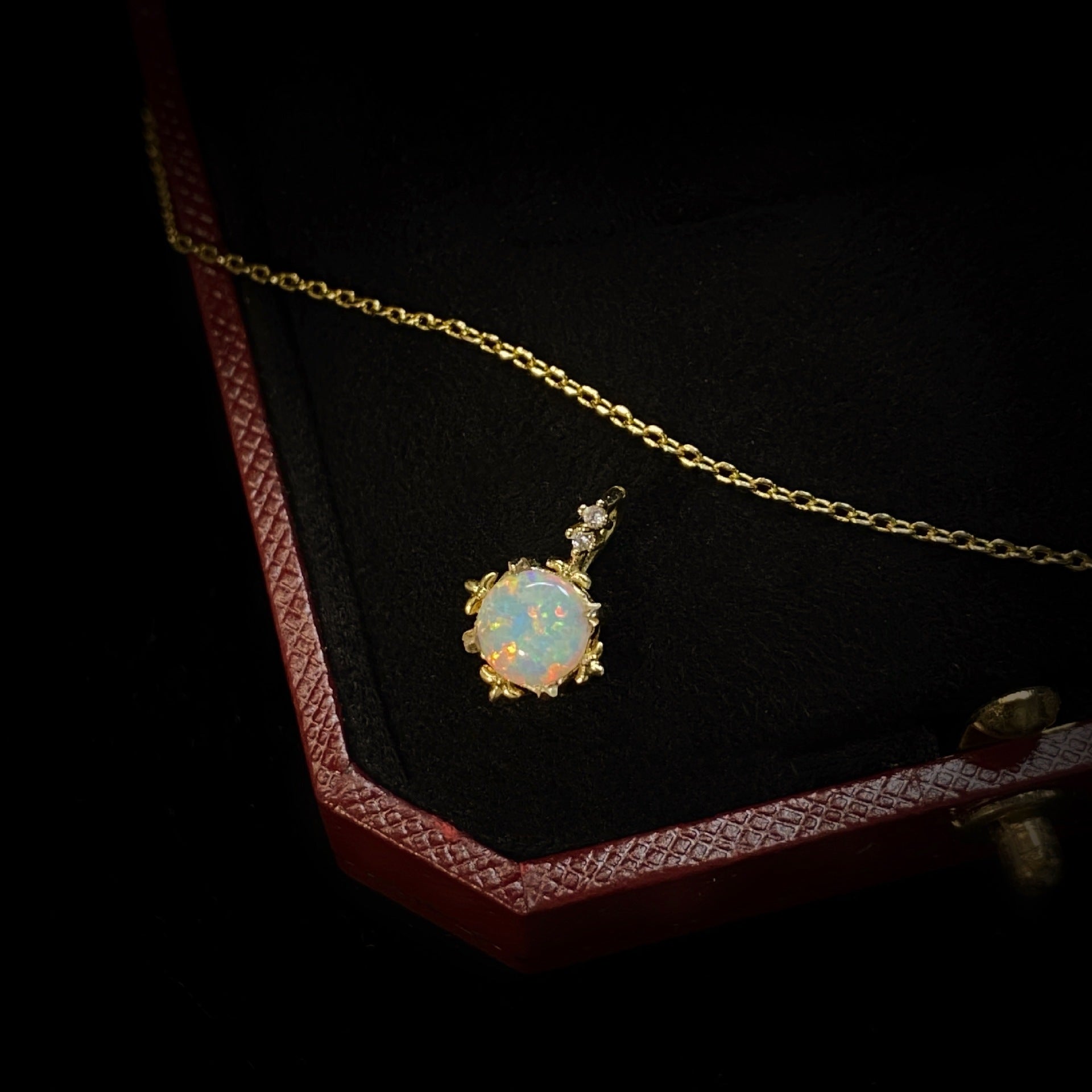 Opal Court Style Glow Gold Plated 14k Yellow Gold Necklace - Minihomy